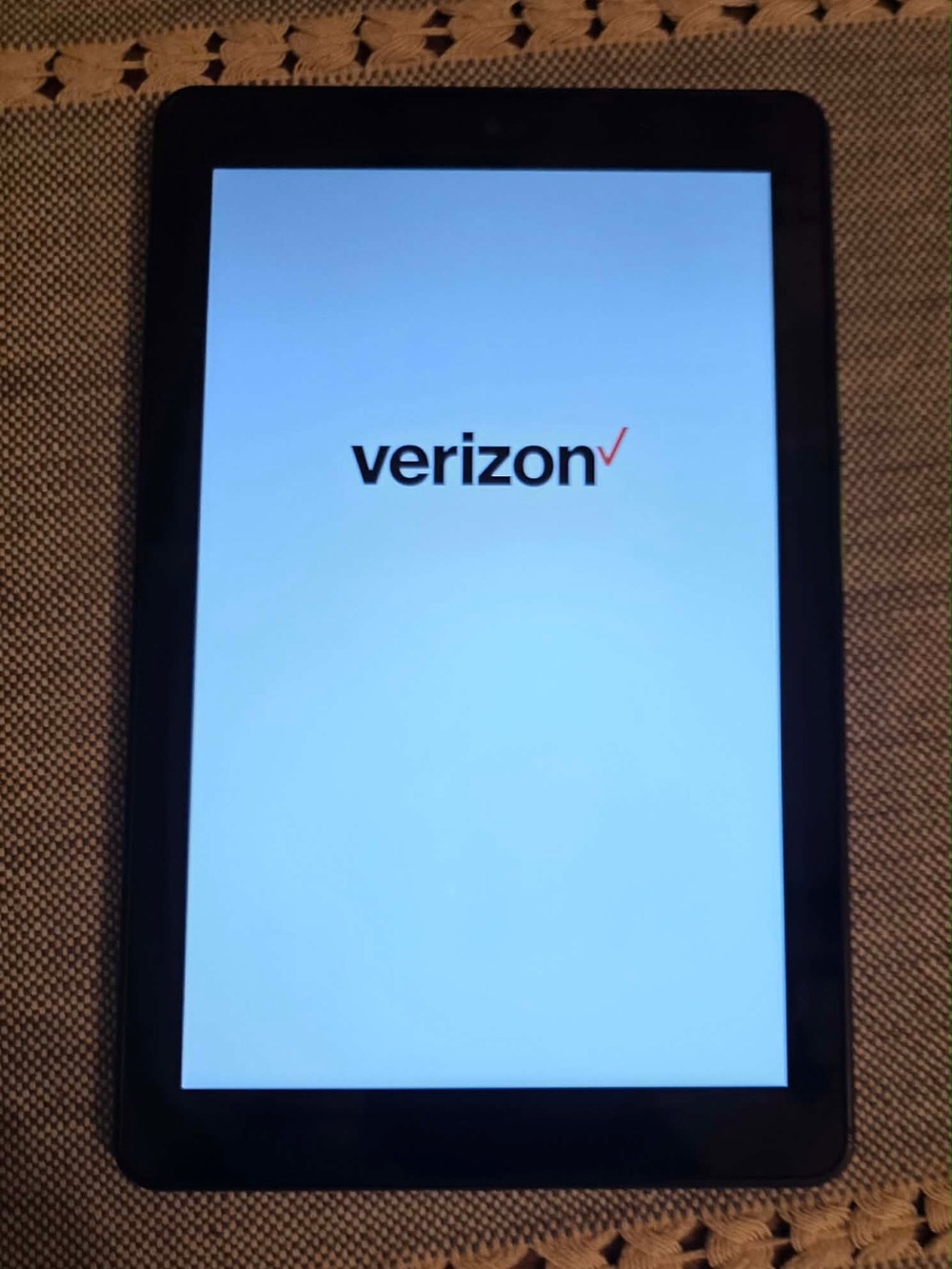 Verizon-branded Tablet in Black with White Screen